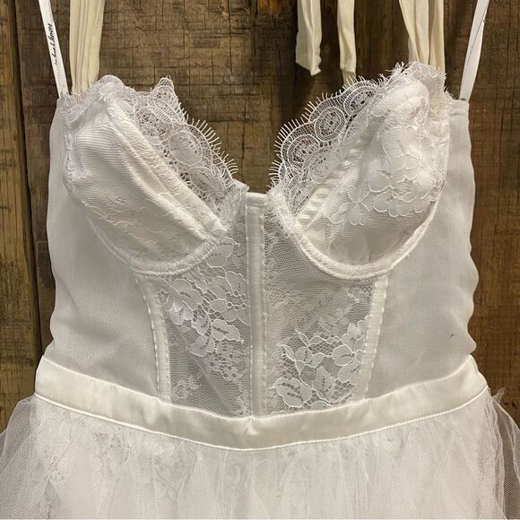 FOR LOVE & LEMONS X REVOLVE Mini Bustier Dress White lace tulle halter S - Picture 7 of 12